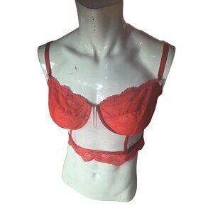 Auden Red Lace Underwire Bra*Bustier*Back Closure*Sissy*Femboy*Cosplay*XL*EUC